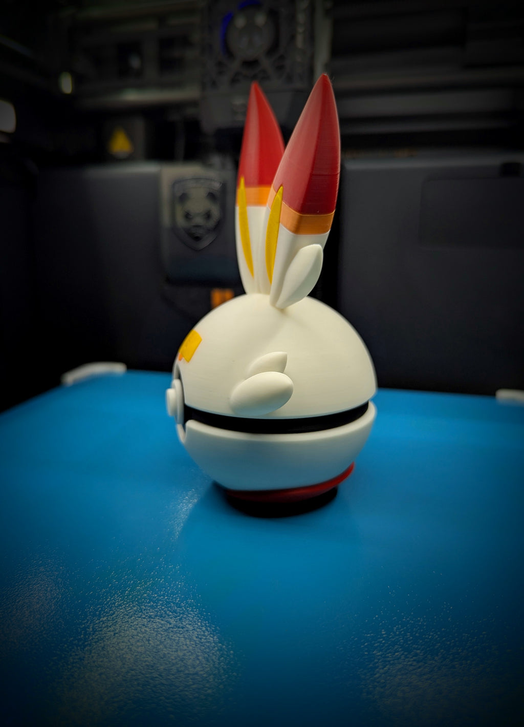 Scorbunny Pokéball Display Model – 3D Printed Collectible Figure
