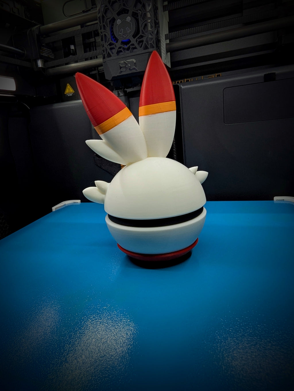 Scorbunny Pokéball Display Model – 3D Printed Collectible Figure