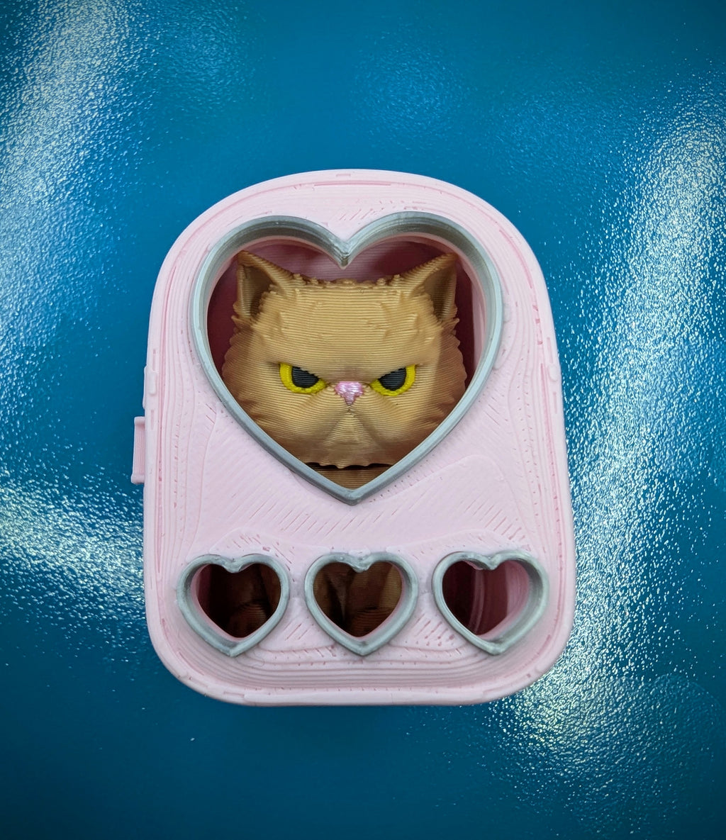 Grumpy Cat Backpack Keyring – 3D Printed Bobblehead Collectible