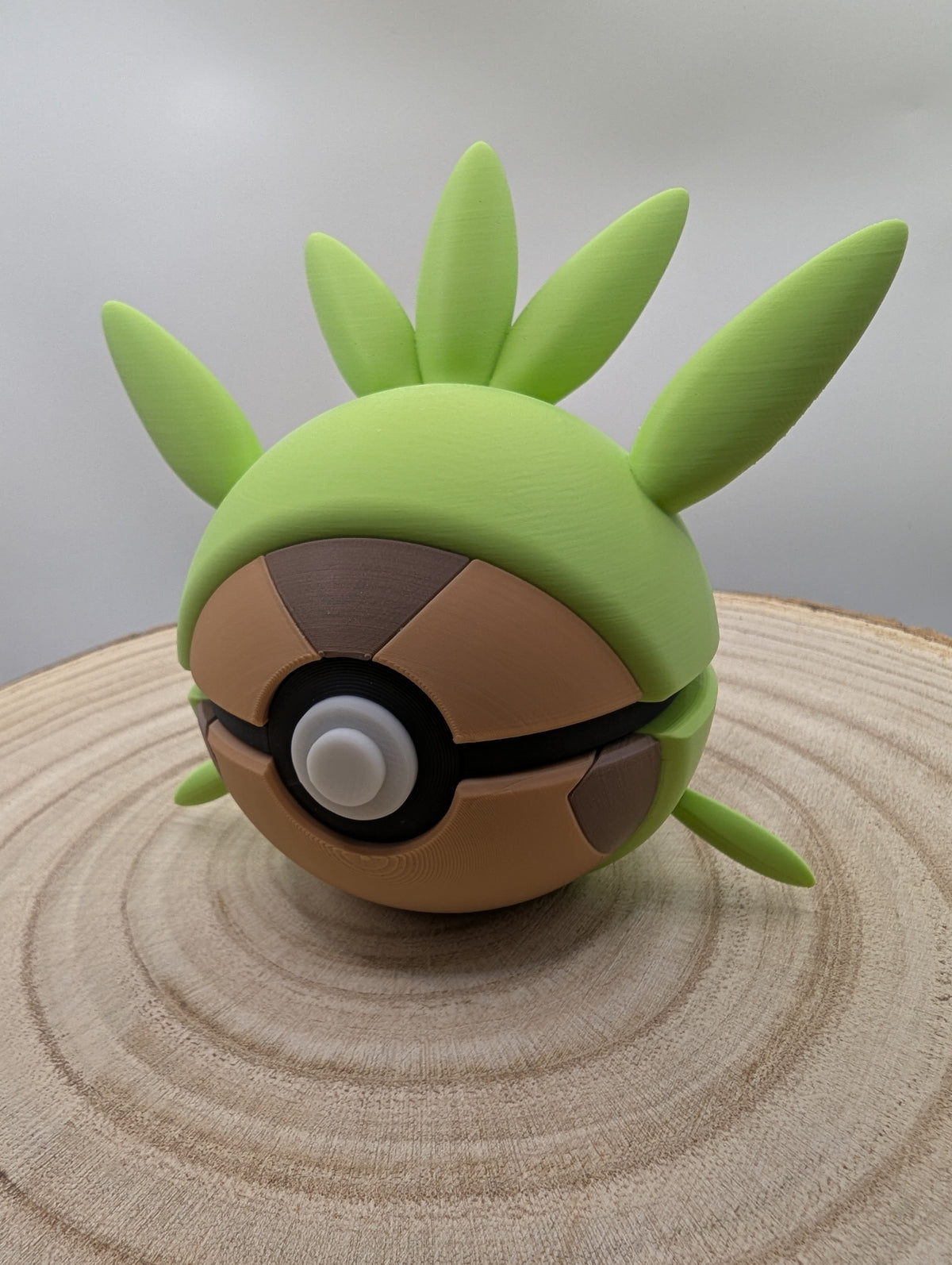 Chespin Pokéball Display Model – 3D Printed Collectible Figure