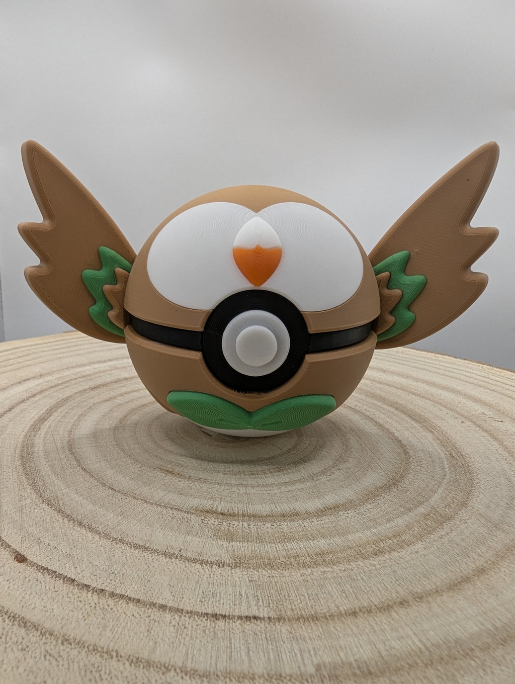 Rowlet Pokéball Display Model – 3D Printed Collectible Figure