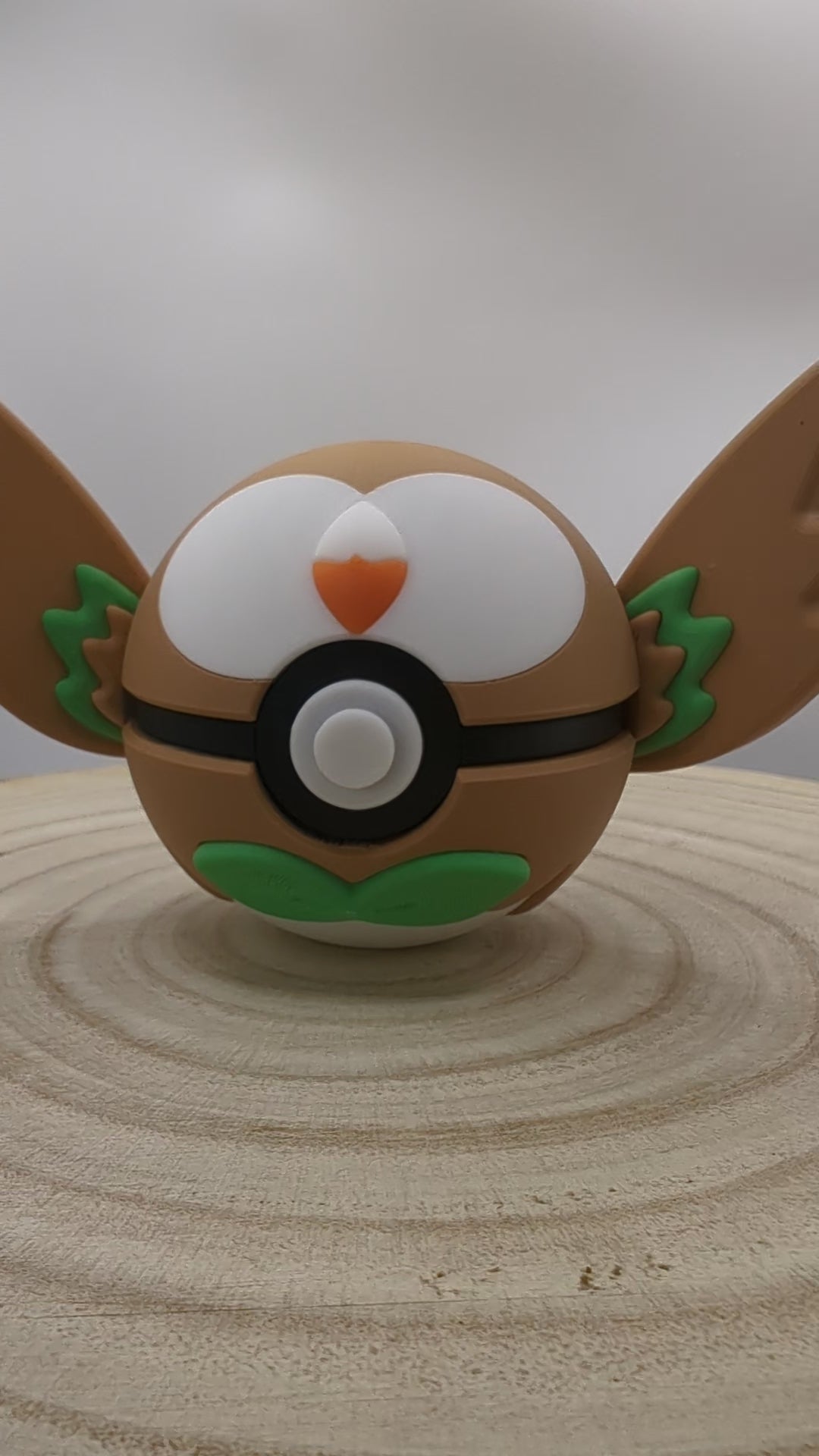Rowlet Pokéball Display Model – 3D Printed Collectible Figure