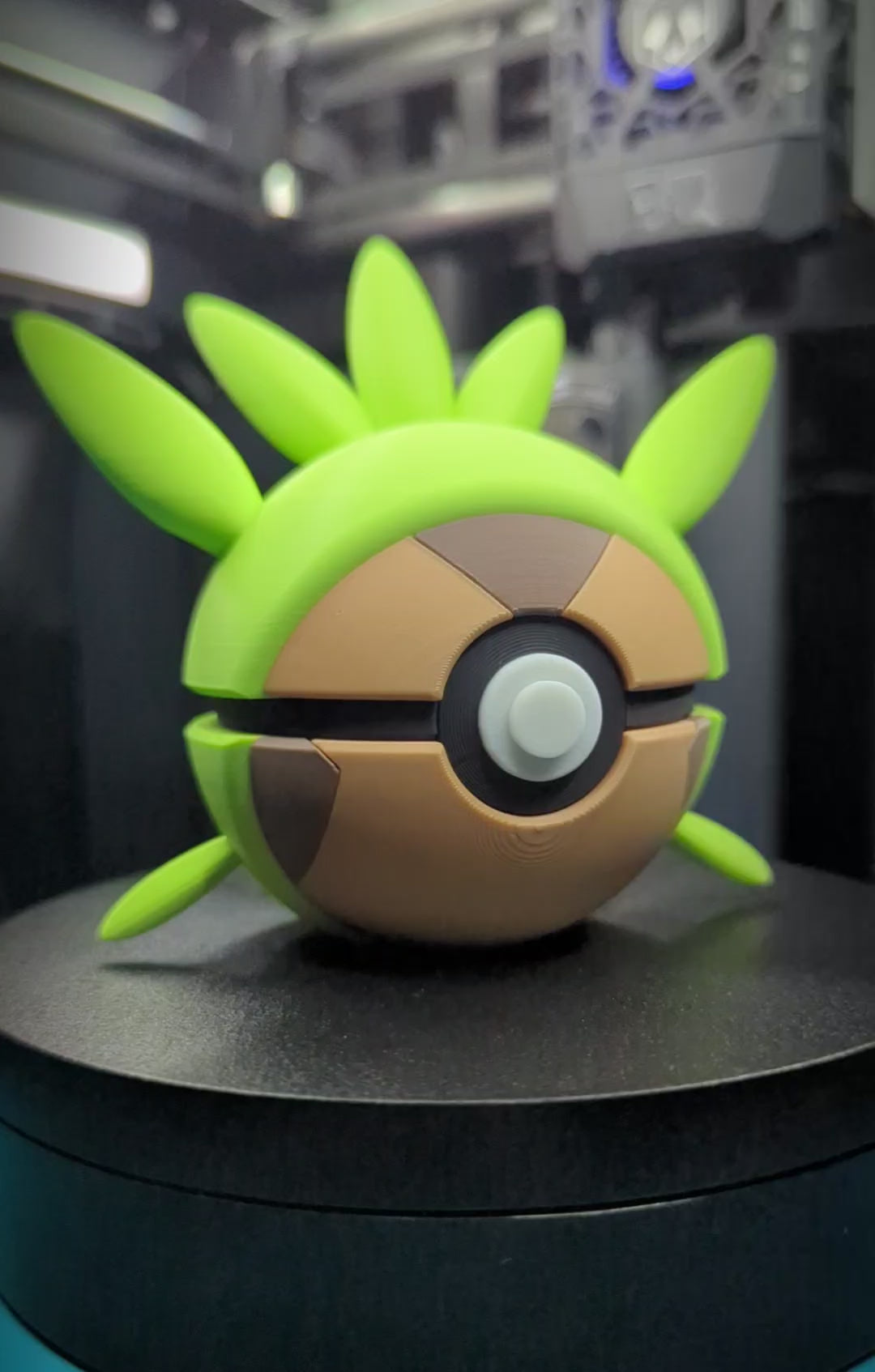 Chespin Pokéball Display Model – 3D Printed Collectible Figure